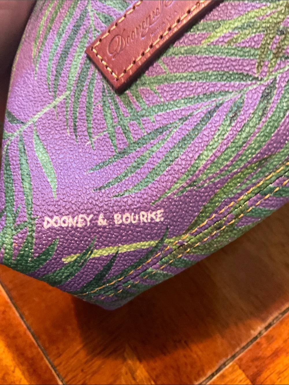 Dooney & Bourke Tropical Print Purple & Green Cosmetic Pouch - Picture 3 of 5